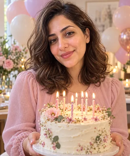 Birthday party · Cake and balloons