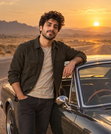 Car photo · Sunset road