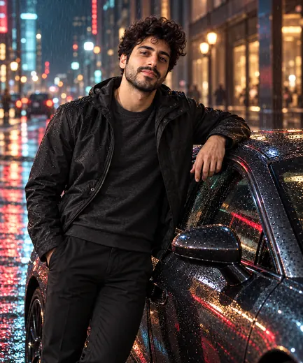 Car photo · Rainy night