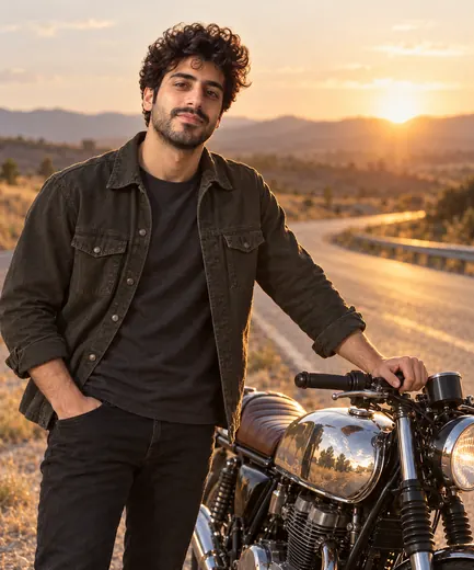 Motorcycle photo · Café racer sunset